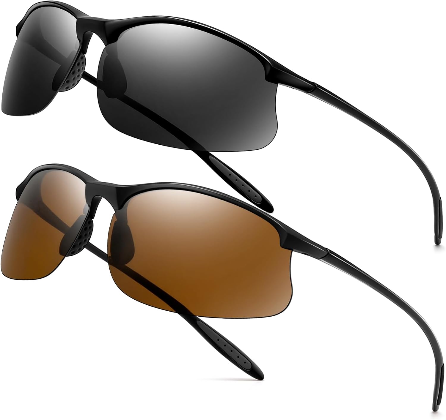 SUNGAIT Ultra-light Sports Sunglasses for Men Semi-Rimless Polarized Fishing Running Cycling Driving UV400 Protection TR90