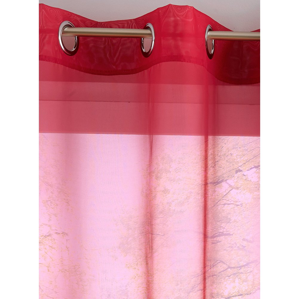 BAILEY JO Lot de 2 Rideaux Voilages Transparents à Oeillets Couleur Unie Rouge LxH/140x225CM en Polyester Décoration pour Salon Chambre