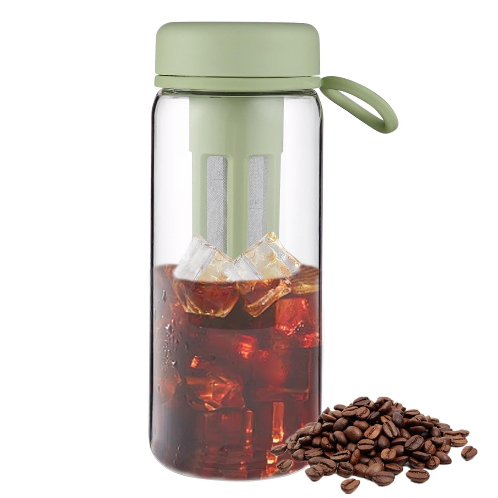 Iced Coffee Maker - 600ML Coffee Maker Brewer Bottle with Scale Leakproof Coffee Server Brewer Portable Cold Brew