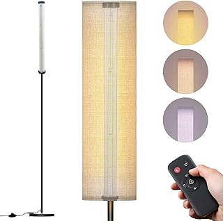 Floor Lamp,4 Color Temperature Modern LED Standing Lamp,Stepless Dimmer Remote Control Floor Lamps for Living Room/Bedroom/Office,3000k-7000k Elegant Tall Lamps with Linen Lamp Shade,Timmer