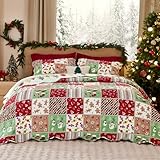 Holiday Vibe: The vibrant Christmasy patterns with wave edges on this holiday-themed Bedsure Christmas Plaid Quilt Set add a joyous vibe to your sleeping space that ushers in the season's joy. It also makes a wonderful gift option for the holiday sea...