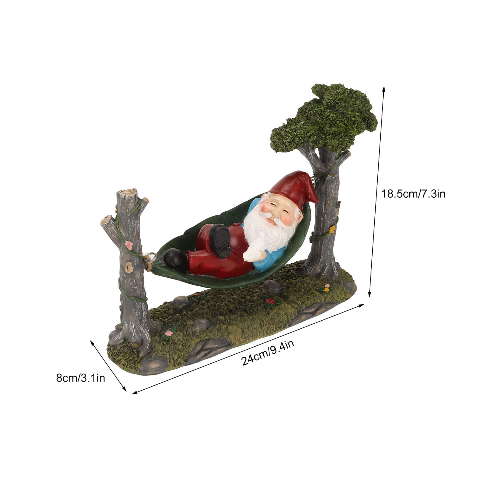 Gnomos Decoraciones Patio, 7.3 X 3.1 X 9.4 Pulgadas Estatuas Gnomo Hamaca Resina Pintadas Mano, Decoración Jardín al Aire Libre para el Hogar, Césped, Patio