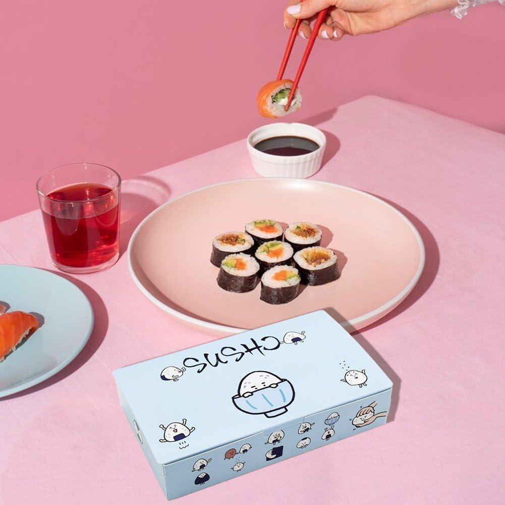 100 Pz/Set Scatole per Alimenti Asporto Piccole Scatole di Salumi Contenitori per Sushi USA E Getta Palline di Riso Fornitura di Imballaggi per Il Ristorante