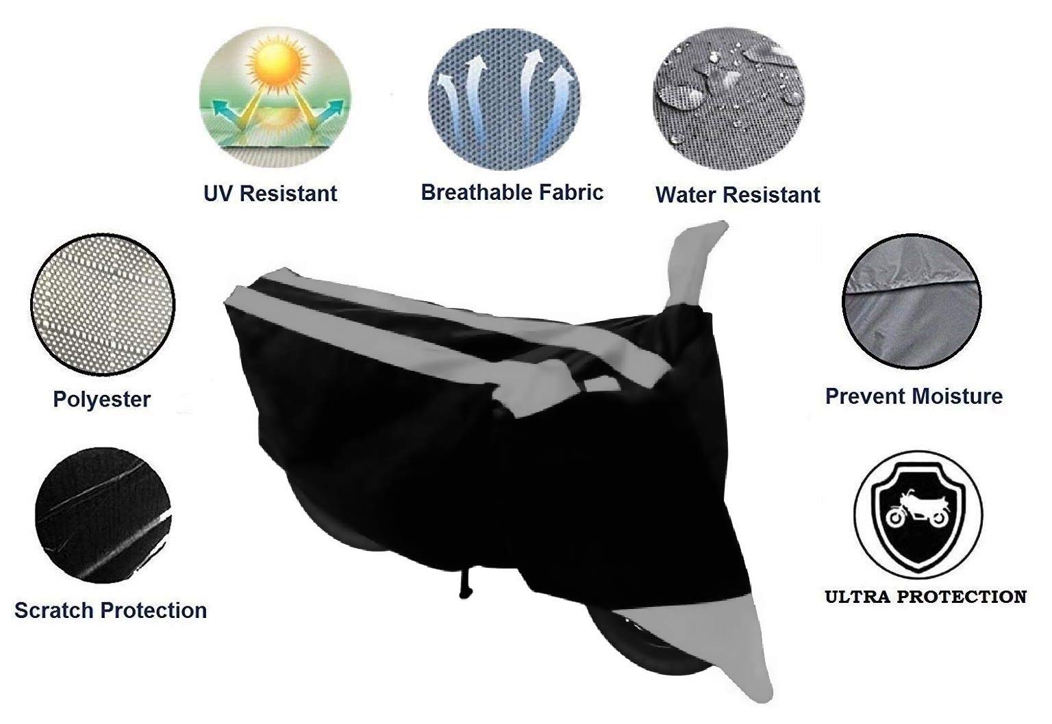 NEXTON Polyester Water Resistant & Dust Proof Bike Cover with Mirror Pockets for Piaggio Vespa (Grey)|Bike Accessories 3