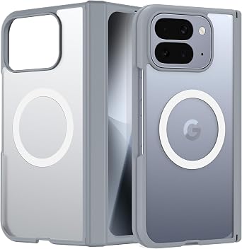 حافظة مغناطيسية قابلة للطي لهاتف Google Pixel-10-Pro متوافقة مع MagSafe/Pixelsnap، حماية مفصلية متينة من مادة TPU، واقي شاشة مدمج 9H، غطاء هاتف شفاف نحيف غير لامع لهاتف Pixel 10 Pro Fold، رمادي