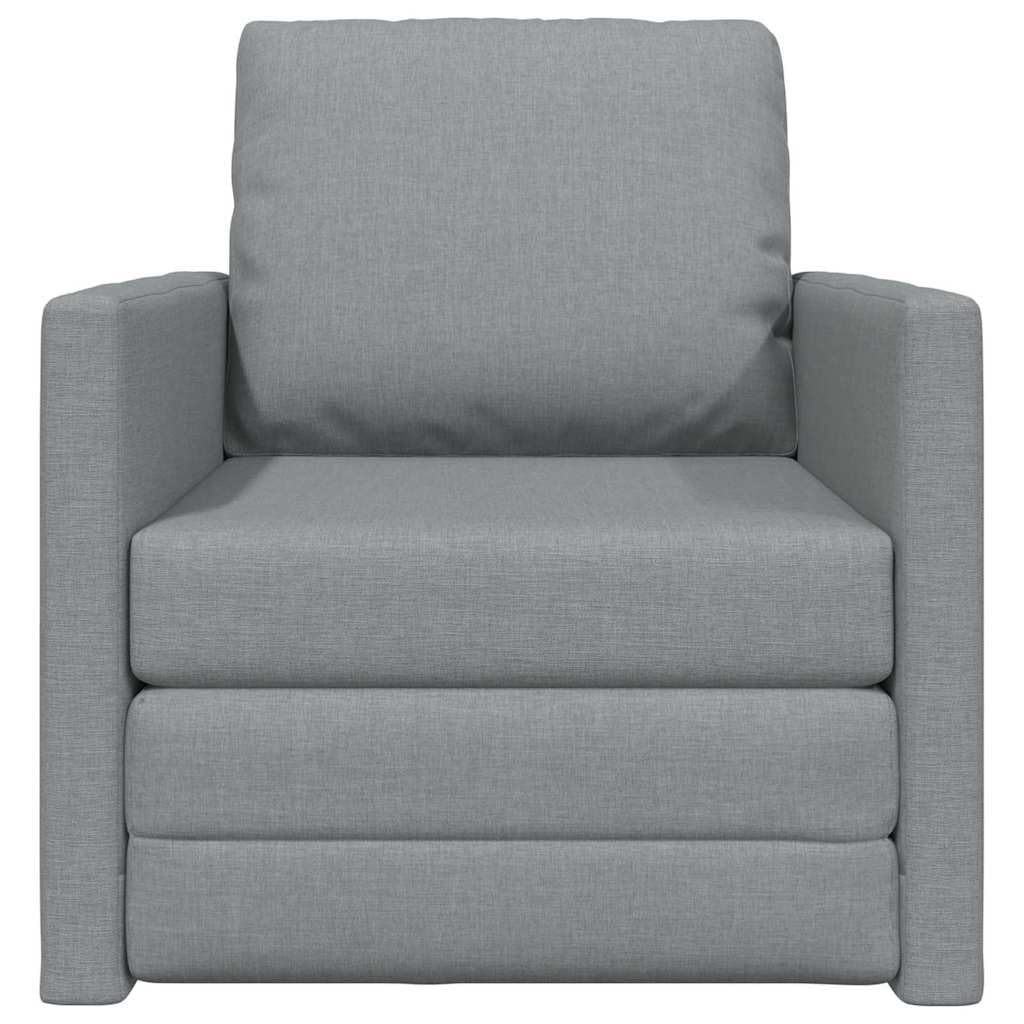Canapé-Lit Convertible 1 Place en Tissu Gris Clair, Fauteuil Convertible Clic-Clac avec Accoudoirs, Lit d'Appoint Moderne pour Salon et Chambre, 74 x 77 x 81 cm