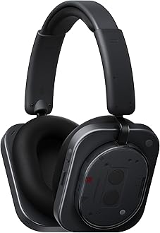 Nothing Headphones (1) Hybrid Active Noise Cancelling Headphones, Wireless Over-Ear Headphones with 6 Mics, Personalized Space Audio, Tuned with KEF, Up to 80 Hours Playtime, Bluetooth Headset Black