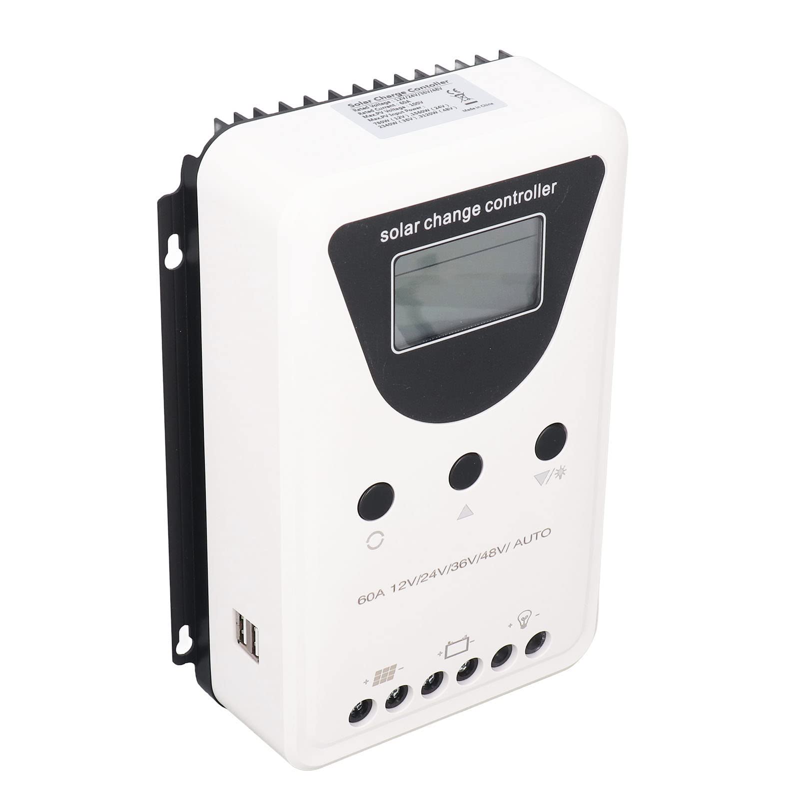Eujgoov Controlador de Carga Solar MPPT 12V 24V 36V 48V 100A Regulador de Panel Solar con 99% de Eficiencia de Seguimiento Carga de 4 Etapas para Protección de Batería del Fotovoltaico (60A)