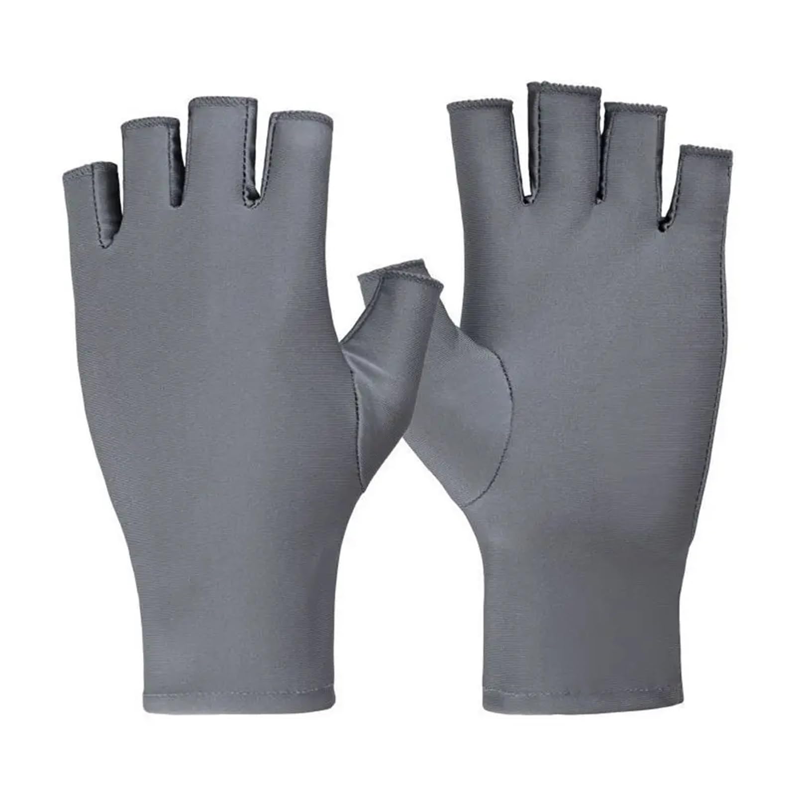 JMORCO Sun Gloves Short Breathable Two Finger Fashion Sunscreen Outdoor Fingerless Women Gloves Ice Silk Man Mittens(Dark grey-fingerless)