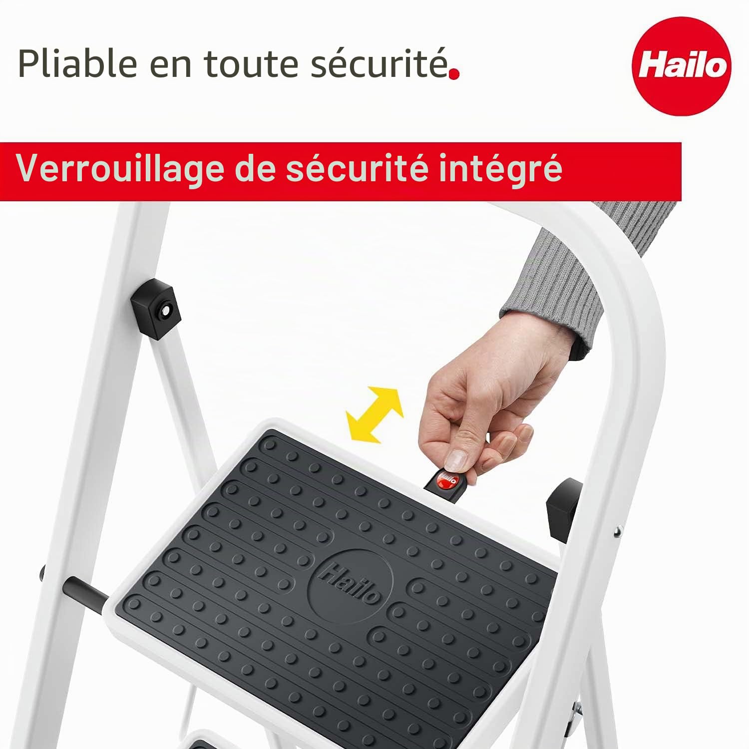 Marche Pied 3 marches Pliable antidérapant en Acier Hailo K20