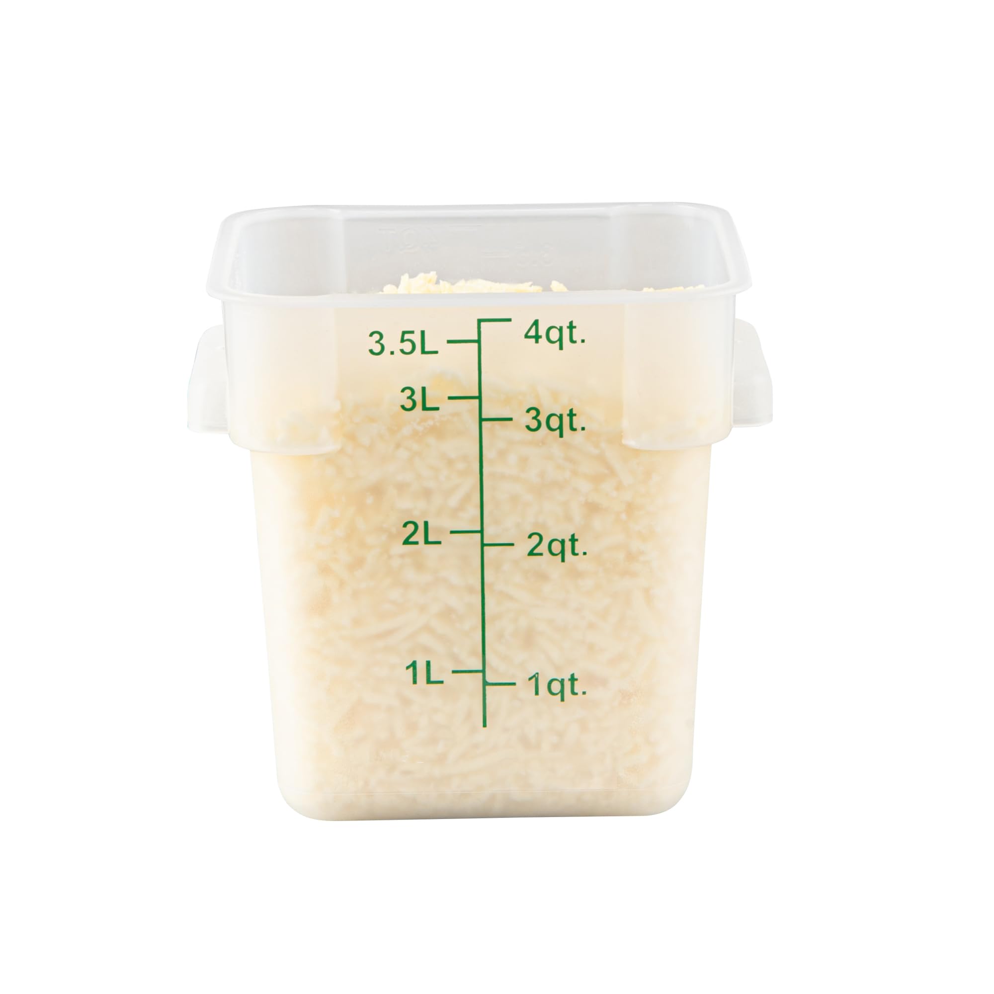 Restaurantware - Contenedores de almacenamiento de alimentos Met Lux de 4 cuartos de galón, 10 recipientes de almacenamiento translúcidos – Las tapas se venden por separado, marcadores de volumen