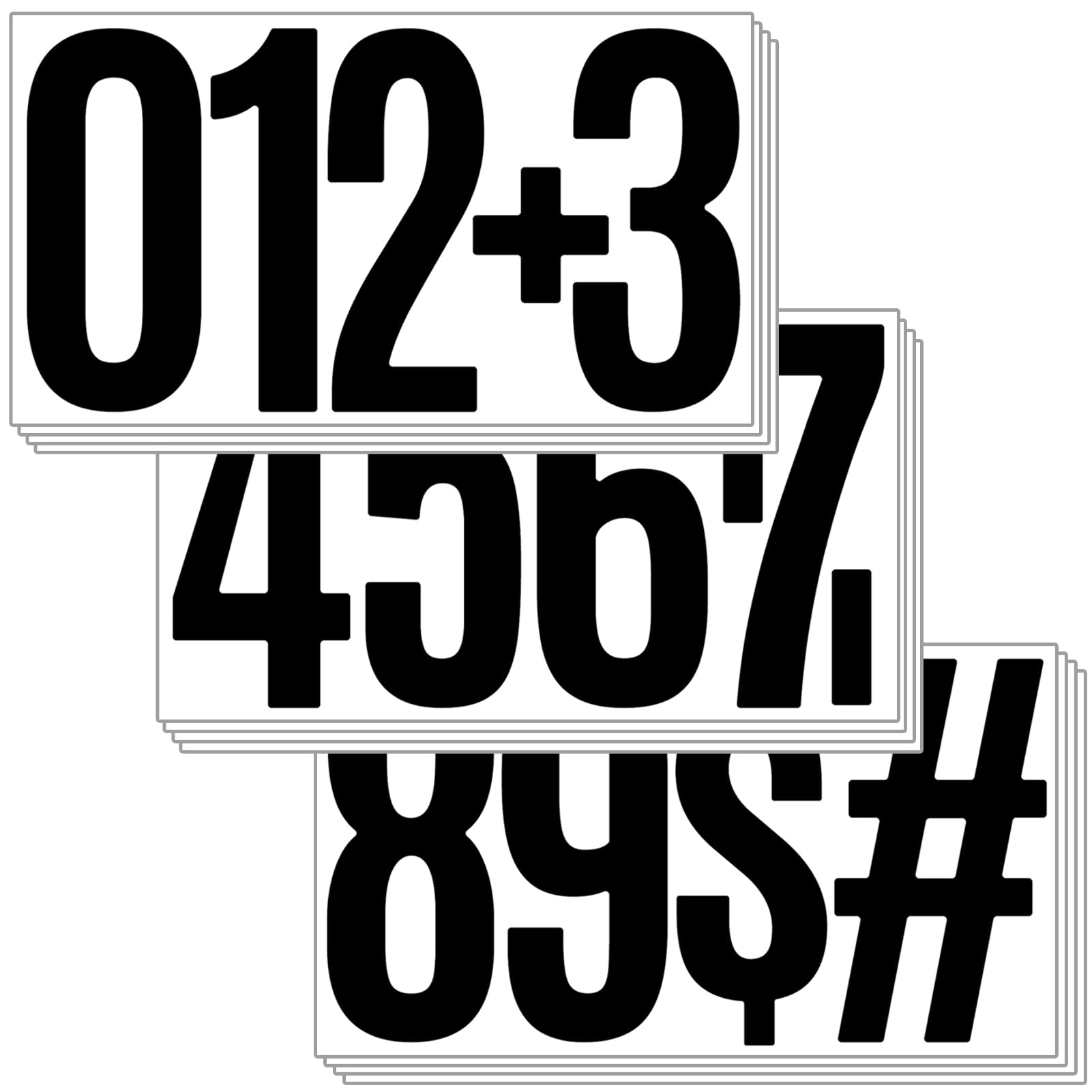 Large Number Stickers (15 cm), 12 Sheets Adhesive Numbers, Weatherproof Number Stickers, Vinyl Number Stickers for Postbox, Signs, House Numbers (Black)