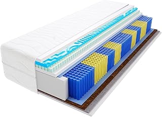 Dario Taschenfederkernmatratze 9 Zonen doppelseitig H3 und H5 Härtegrad 22cm hoch hypoallergen Visco Memory Schaum Latex Rosshaar 2X Kokos mit gestepptem Bezug 100x220 cm