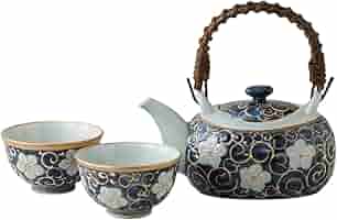 佐橋製陶所　美濃焼　茶器セット　ポット 湯呑み　ミニ皿　唐草模様　色唐草 美濃焼】華唐草 ポット ブルー【株式会社サンエー】食器 茶器