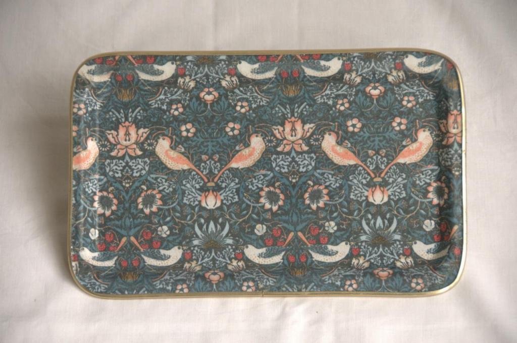Arnold Designs Quality Fibre Glass Tray 28x18cm Midi Willaim Morris Strawberry Thief Blue