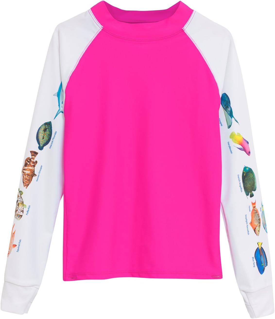 Tuga Girls Snorkeling Caribbean Fish ID Rash Guard, UPF 50+ Sun Protection