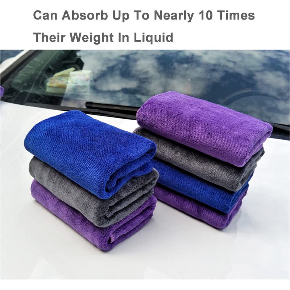 Asciugamano per autolavaggio 30x70 CM Asciugamano in microfibra per autolavaggio Pulizia auto Panno per asciugatura Orlo Cura dell'auto Dettagli in tessuto Lavaggio auto Asciugamano blu viola/grigio,