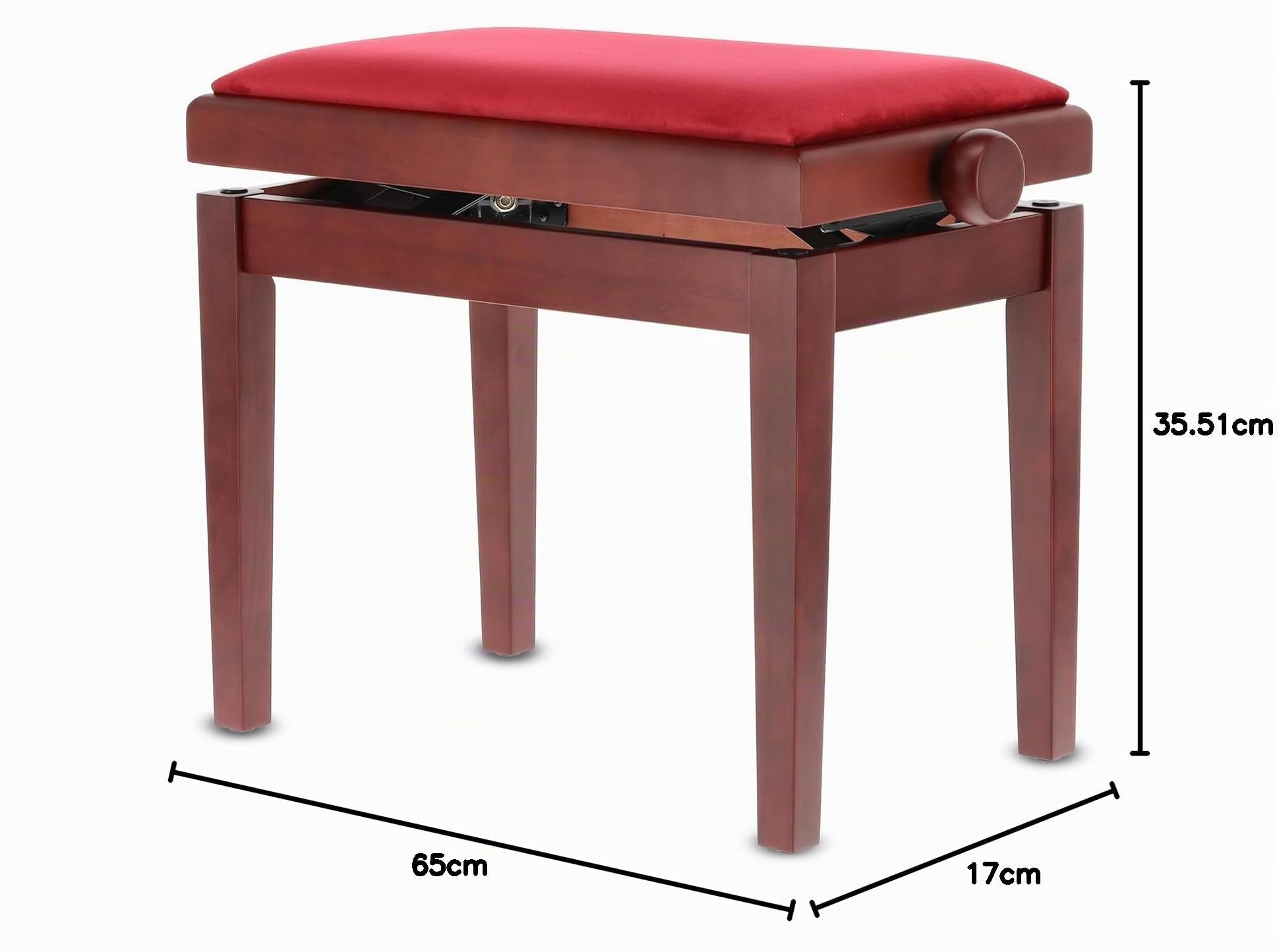 Banc de piano GEWA Deluxe, bois massif, réglable en hauteur, acajou mat