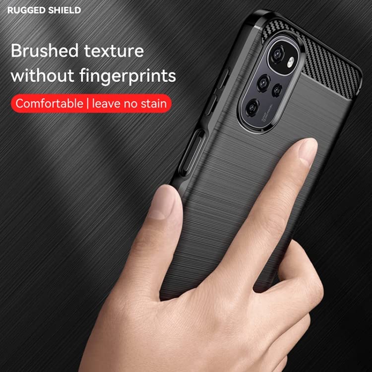 Image of NPRC Hybrid Ultra Slim Protective Case TPU Non-Slip Carbon Fiber Texture Shockproof Case Cover for Moto E32 - Black