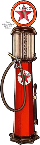 Texas Company Gas Station Cut Out Gas Pump Reproducción Garage Art Metal Sign 8.2 × 29.8
