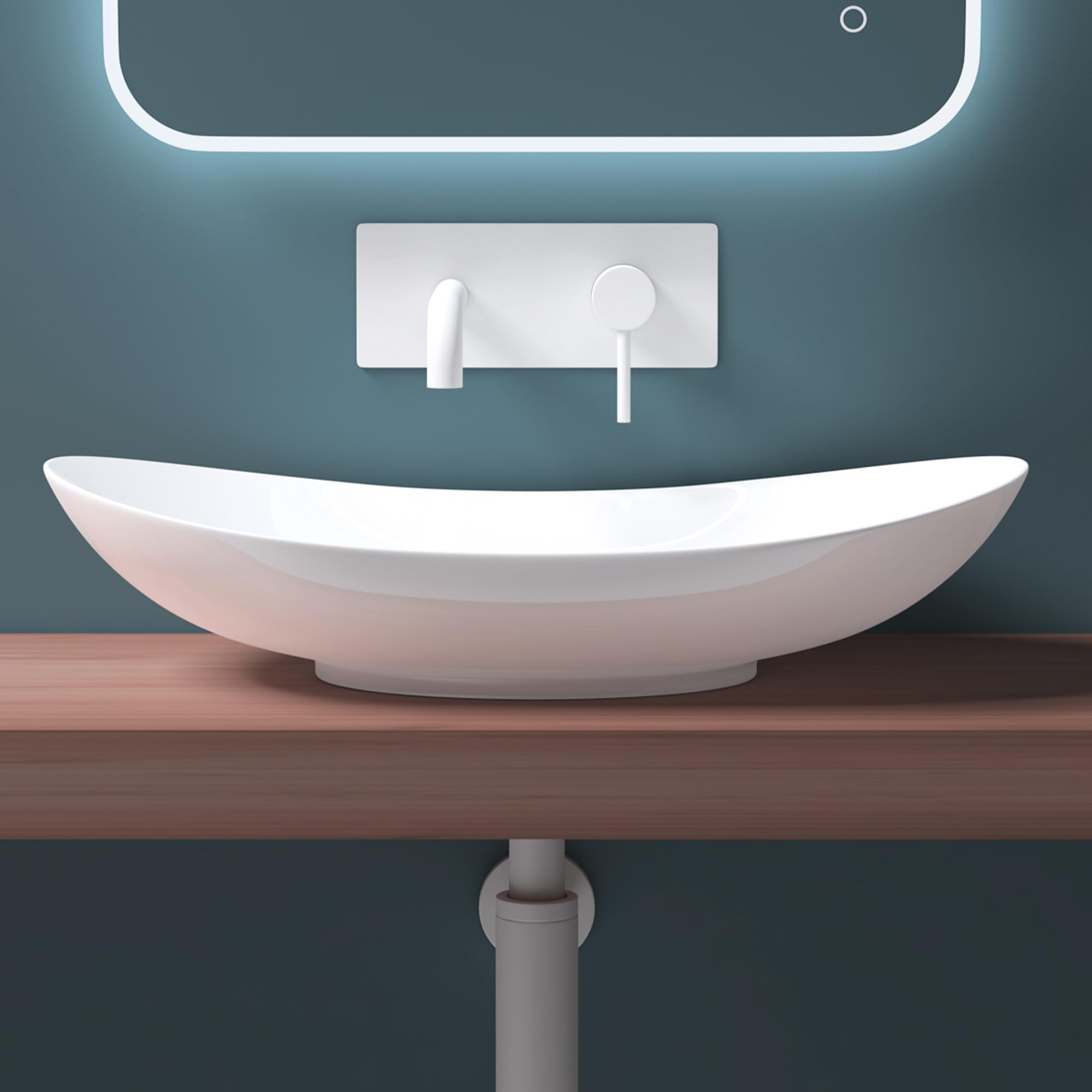 Mai & Mai Lavabo da Appoggio 63x36,5x14cm Bianco lucido, Brüssel858