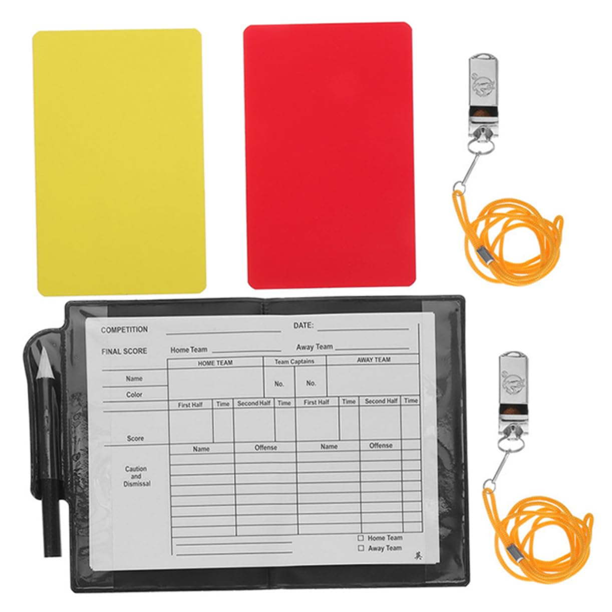 BRIGHTFUFU 1Set Football Referee Kit Includes Cards Whistles Notepad and Pen Durable Accessories for Soccer Match Fairness and Easy Referee Management