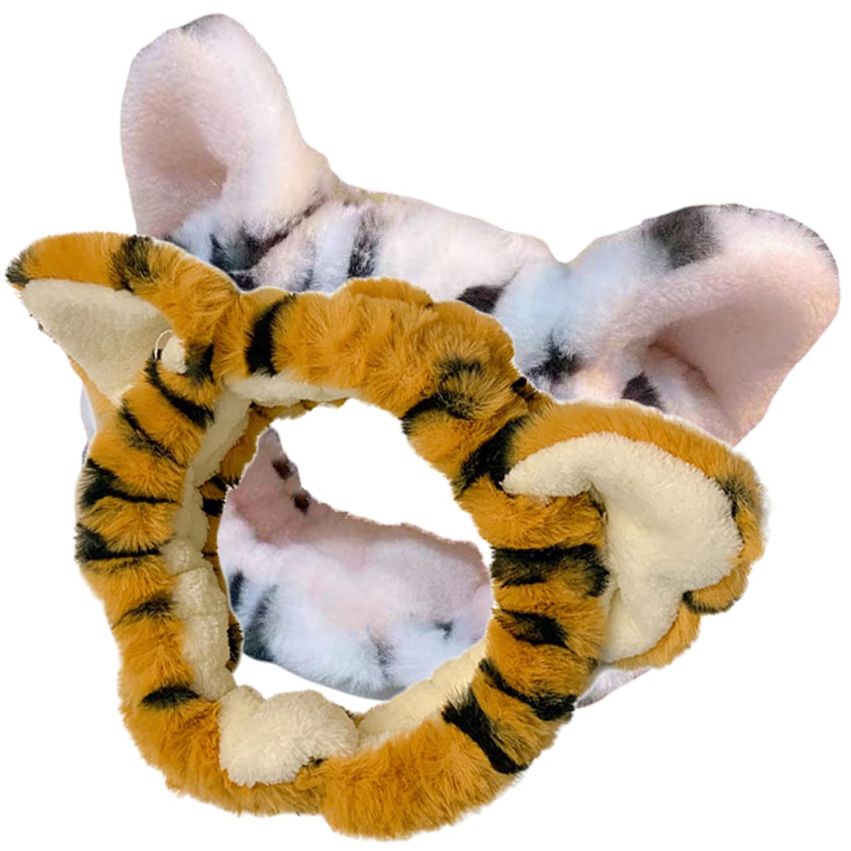 FRCOLOR 8pezzi Fascia Elastico Per Peluche Orecchie Di Tigre Per Lavaggio Viso e Trucco Accessori Per Femminili