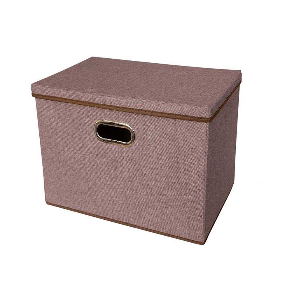 ETRGFTHU Large Cotton Linen Fabric Foldable Storage Box Container with Lid And Handles For Toy Organizers Storage Bin Cubes Organizer(Brown,45x30x30cm)
