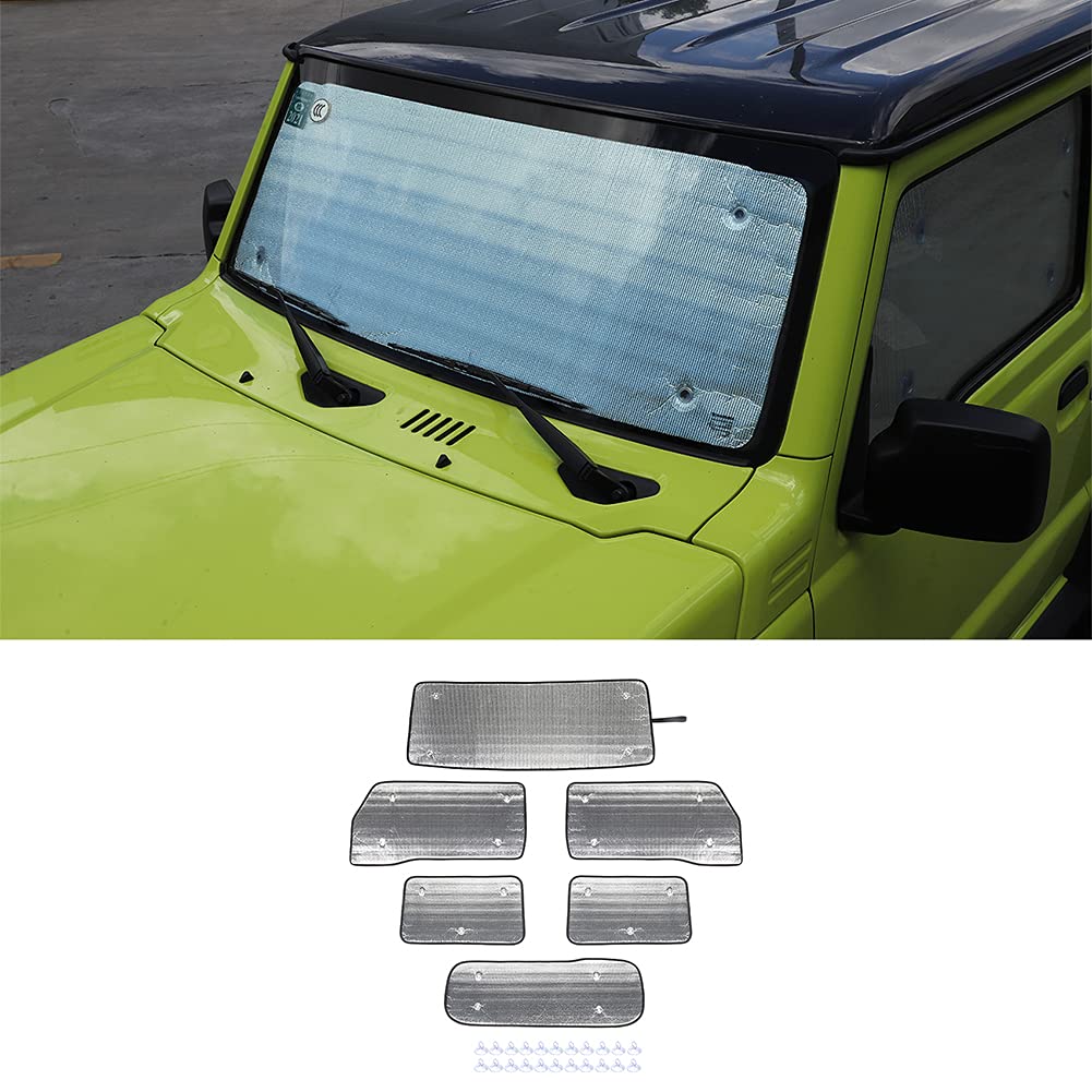 Pare-soleil pour pare-brise de voiture, protection solaire pour fenêtres pour Suzuki Jimny 2019-2024, ensemble de 6 visières mates, ensemble de pare-soleil de voiture