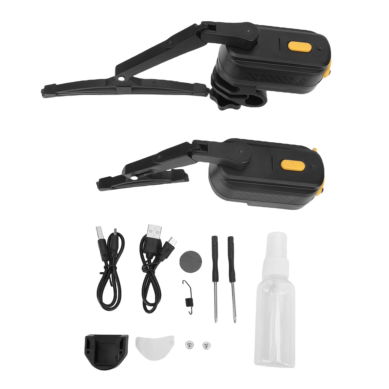 Fockety Tergicristallo per il Casco Motociclistico, 2 velocità 1200 MAh Waterproof Helmet Wiper Compatibile con la Maggior Parte della Visiera Universale con Staffa Telescopica