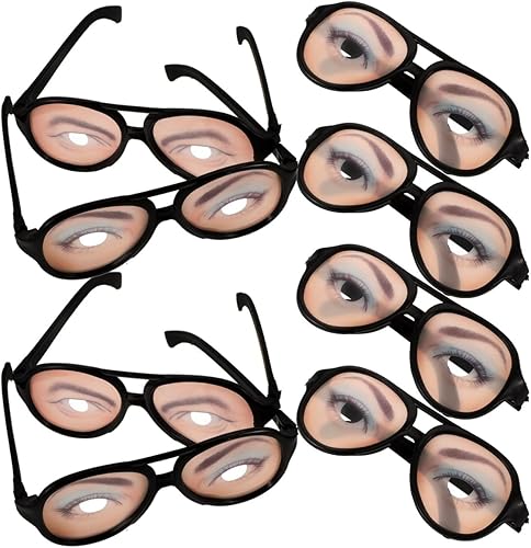 TOYANDONA Divertidos gafas de disfraz de ojos para Halloween, accesorio de fiesta del día de los tontos, 8 piezas (patrón aleatorio)