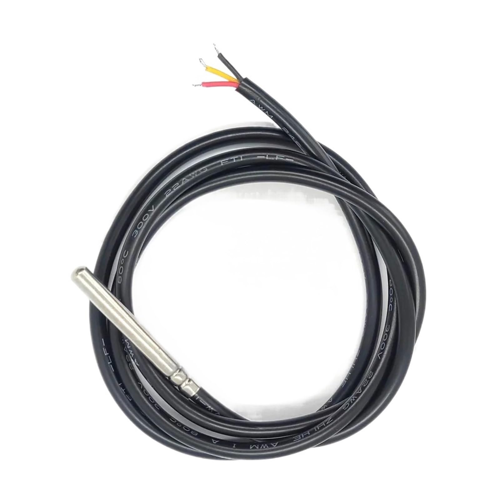 DS18B20 Sonda czujnika temperatury 304 długość 1 m stal nierdzewna 6 * 50 mm średnica zewnętrzna 5,0 mm wodoodporny pyłoszczelny kabel czujników PVC SL (niebieski SL, 5 szt.)