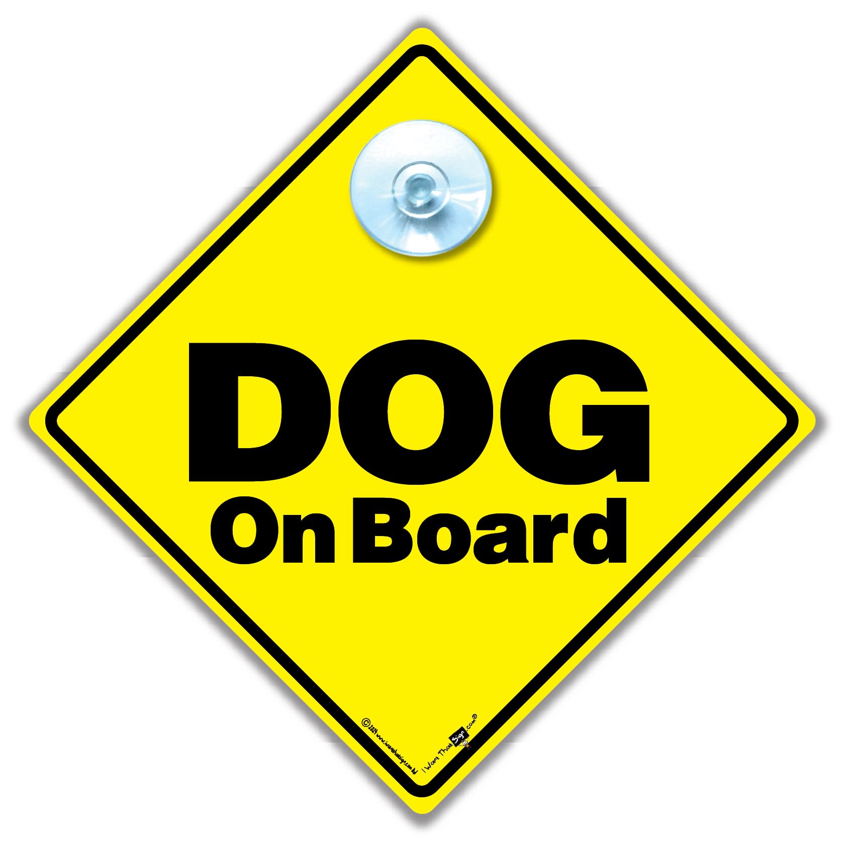 Iwantthatsign.com Yellow Dog On Board Sign, Dog In Transit Sign, Dog In Car Sign 14Cm