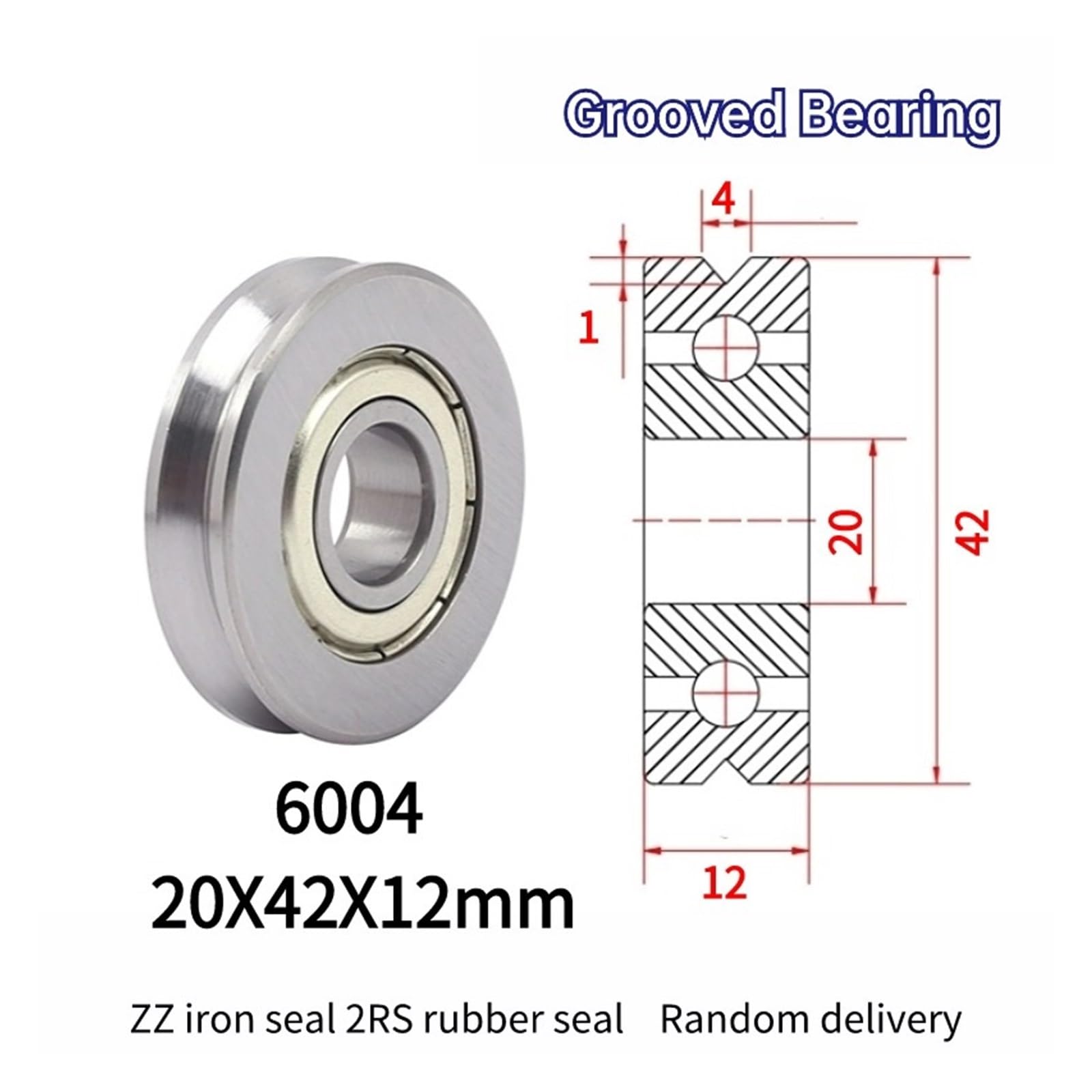 10 szt. prostownikowe koło mieszające nad linią łożyska rowkowego V6004 20 x 42 x 12 mm koło pasowe typu V (V6004-4-1)