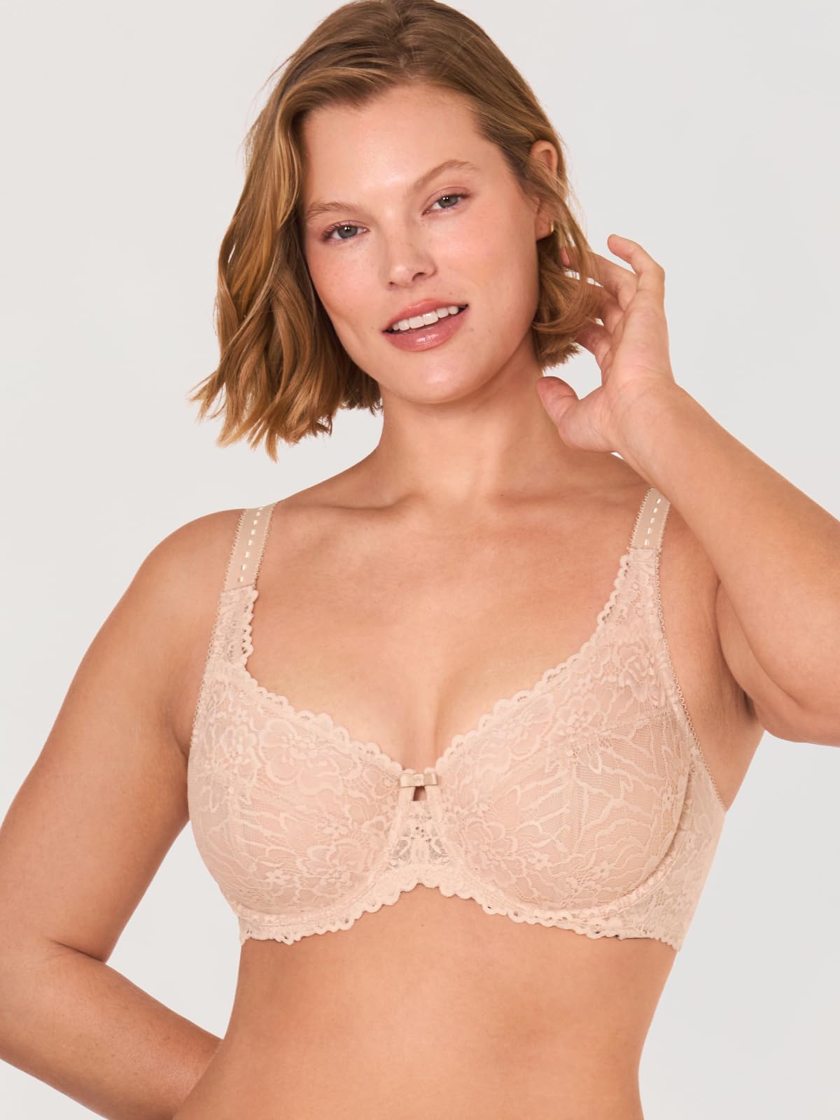 DELIMIRA Donna Reggiseno Minimizer in Pizzo Taglie Forti Coppa Completa con Ferretto Senza Imbottito