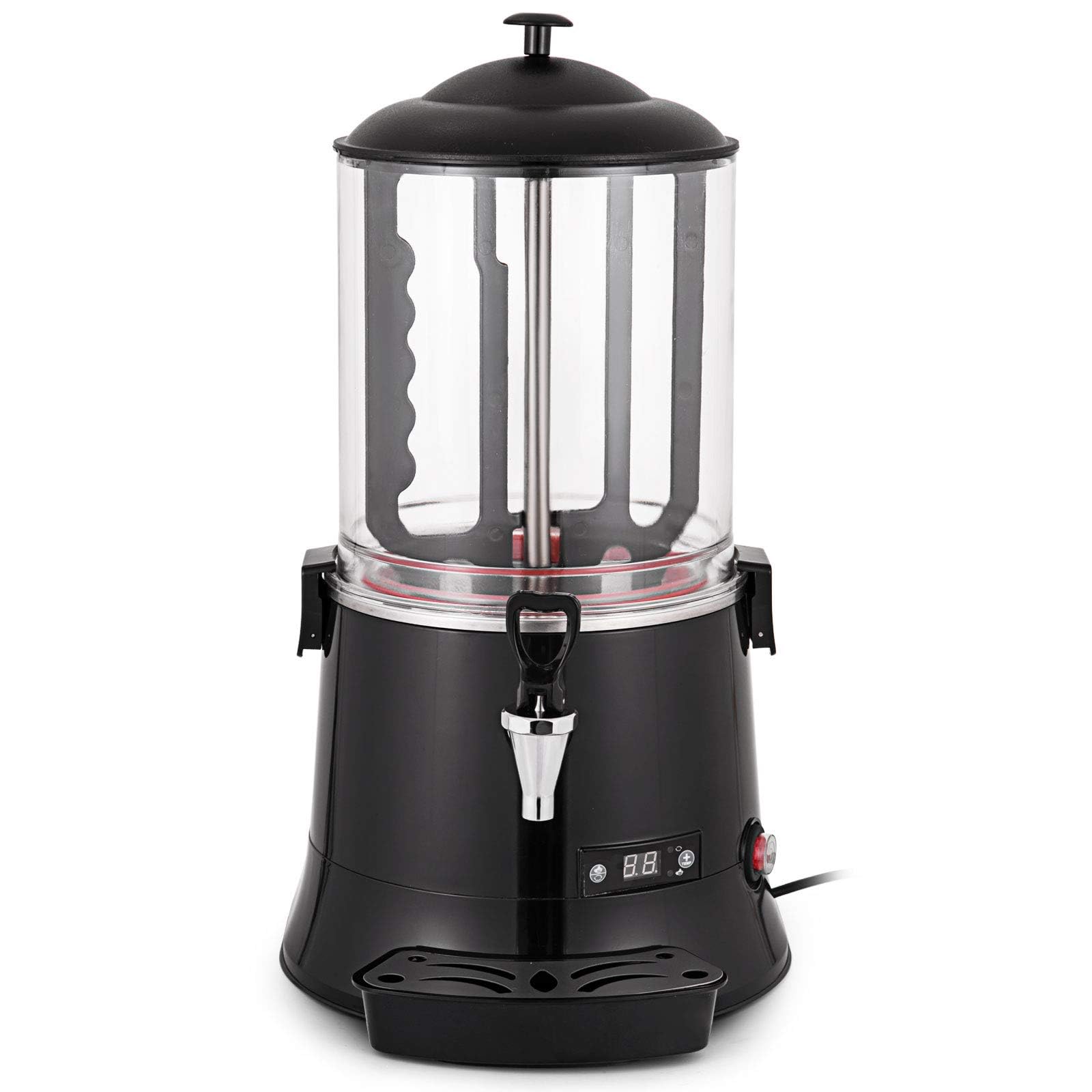 VEVOR Machine à Chocolat Chaud 10L Distributeur Chocolat Chaud Professionnel 400W Chocolatière Pro 30-90℃ Distributeur LED avec Plateau Égouttoir pour Boisson Chaude Café Lait Soja Maison Restaurant