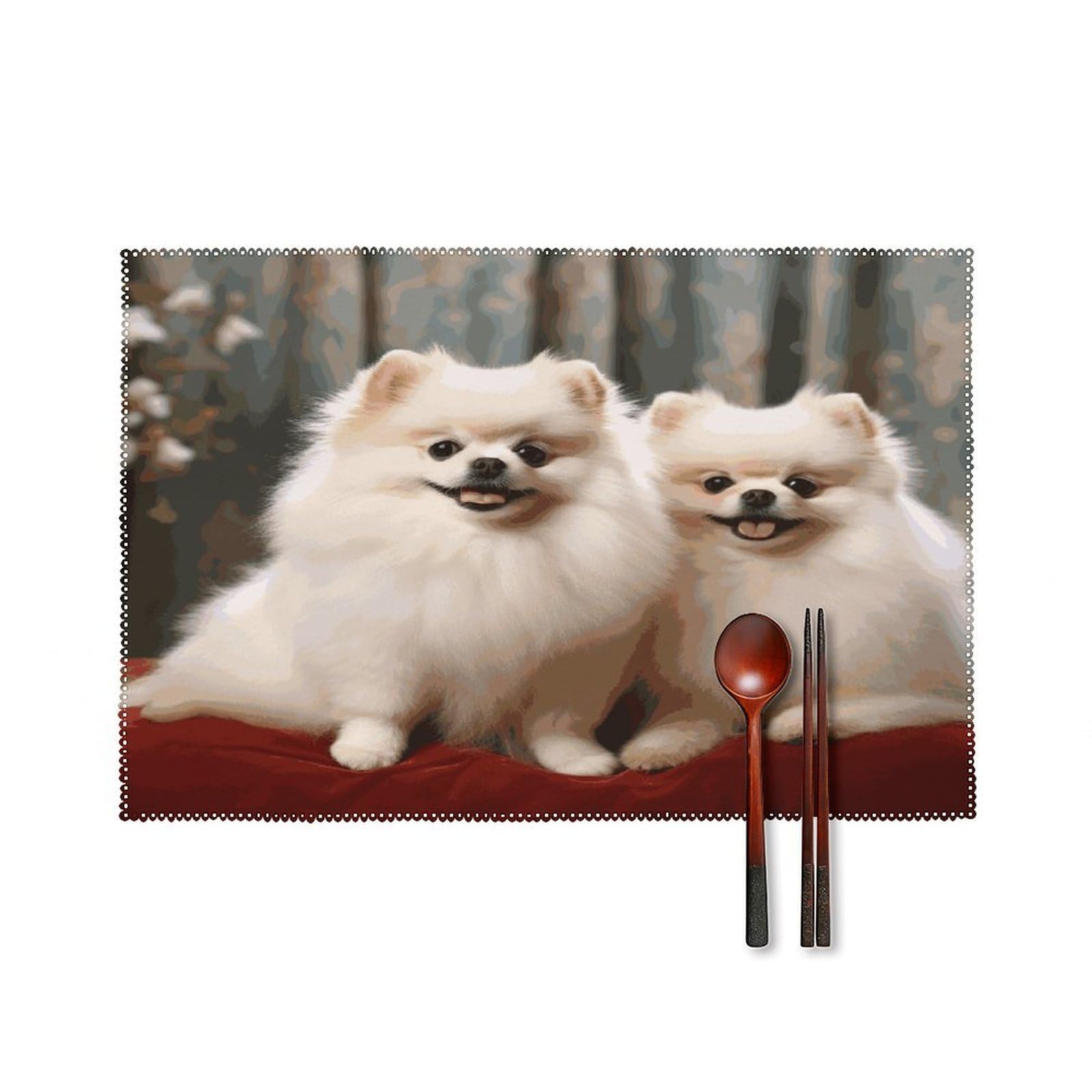 Short-haired Pomeranian Dog Placemats Set of 4 Heat Resistant Non-Slip Place Mats Reusable Dining Table Mats Canvas Place Mat Anti-Fading Waterproof Placemats for Dining Table Decor