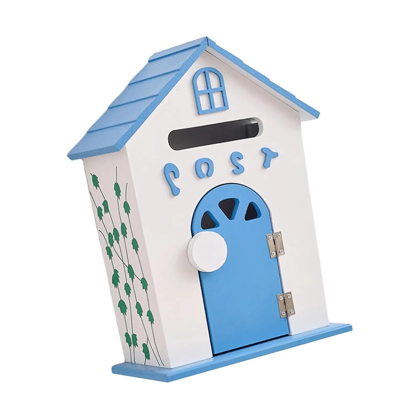 Wall Mounted Mailbox, Wall Mount Wooden Mailbox Multicolor Vintage Outdoor Lockable(Blue)