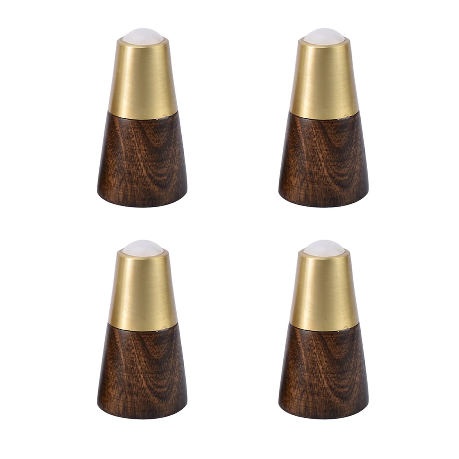 FCXURKOD Mid-Century Modern Wooden Furniture Legs Set of 4 - Round Tapered Design with Brass Base for Cabinets Coffee Tables Ottomans Sofas Loveseats Armchairs (Dark Brown 8cm/3.15in)