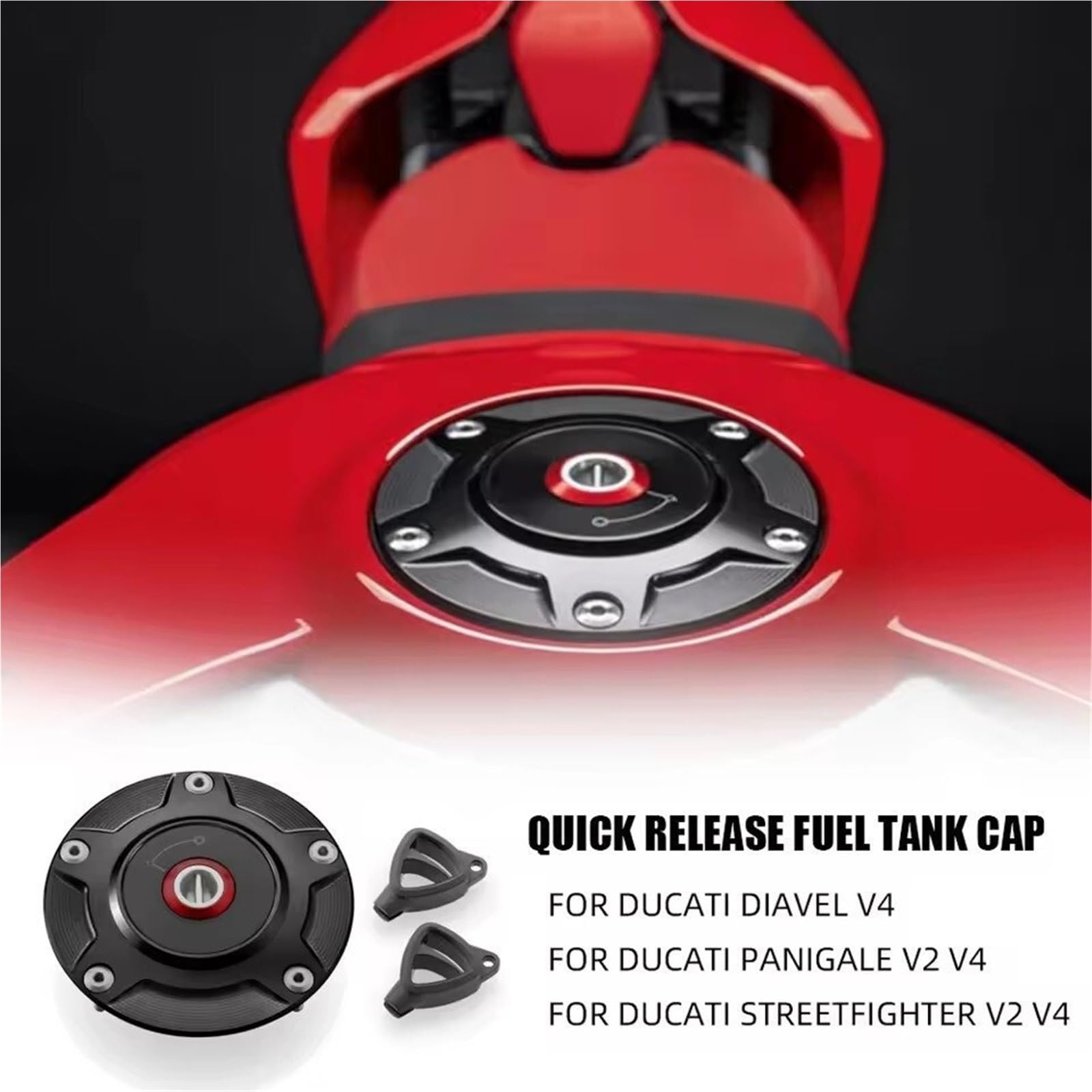 Akcesoria motocyklowe Pasuje do Ducati DIAVEL V4 PANIGALE STREETFIGHTER V2 2022-2024 korek wlewu paliwa szybkozłączka Korek wlewu paliwa