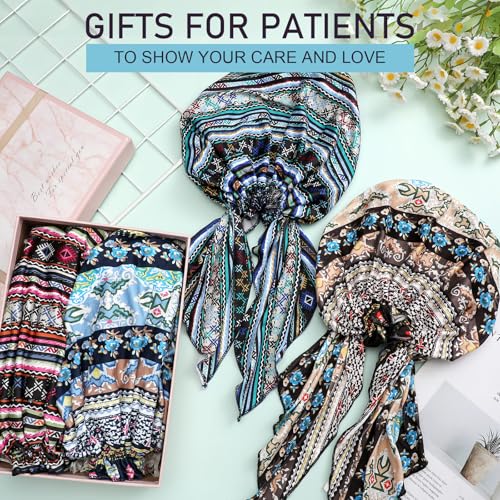 Image of Halfchet 4 Pcs Chemo Headwear for Women Pre Tied Cancer Caps Head Scarf Turbans for Women Patients Gifts
