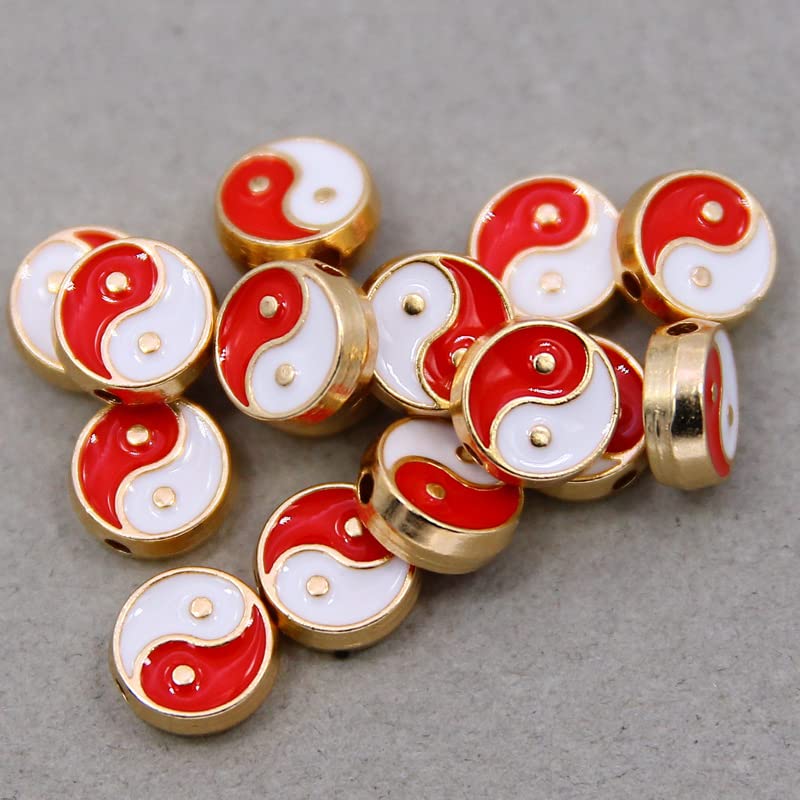 10pcs 10mm Colors Enamel Spacer Beads for Jewelry Making Bracelet Accessories DIY Handmade Craft - (Color: 10mm 10pcs Color 2)