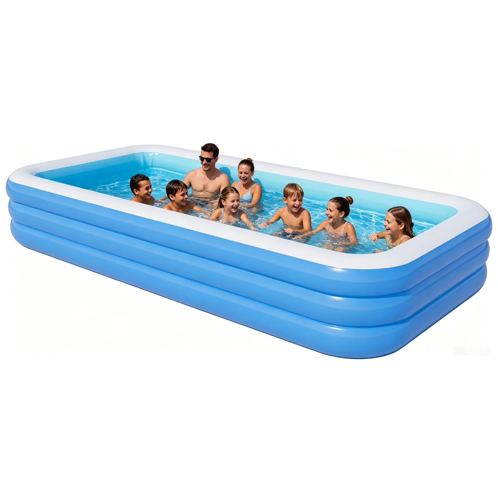 3 Tier Inflatable Pool for Adults, 117" x 69" x 12" Extra Large Blow Up Family Swimming Pool, Durable Thickened Above Ground Pool for Backyard, Outdoor, Garden, Summer Water Party