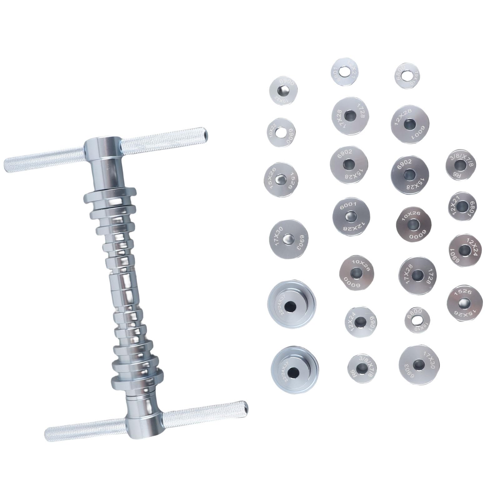 Set di presse per cuscinetti per bici Kit di installazione cuscinetto in lega di alluminio con 18 paia di blocchi di pressione per riparazione e manutenzione della bici Kit di