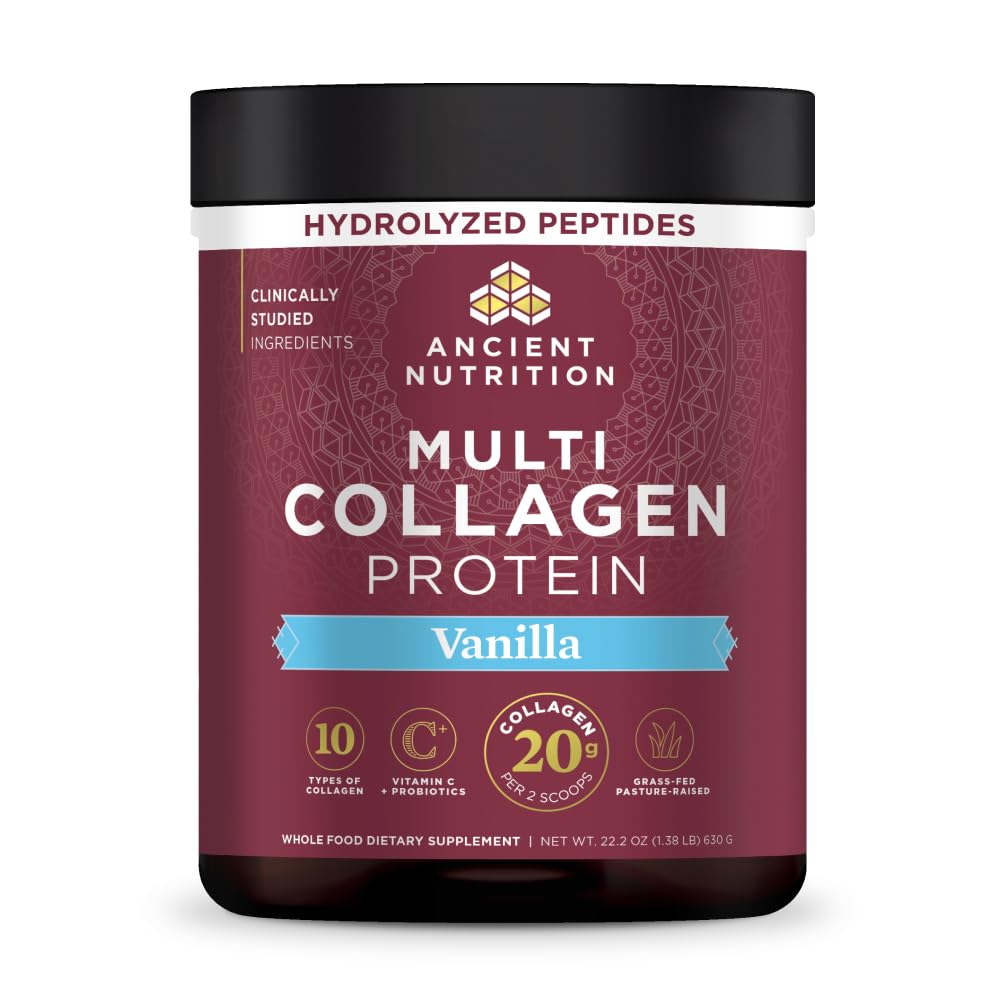 Ancient Nutrition Multi Collagen Protein, Hydrolyzed Peptides, Vanilla Vanilla 60 Servings