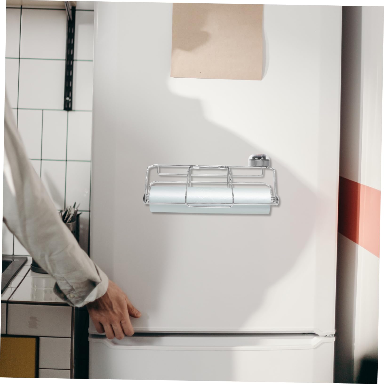 Soporte De Bolsas Inoxidable Con Dispensador De Mano Húmeda Estante Colgante Para Almacenamiento De Bolsas Supermercados y Tiendas De Alimentos