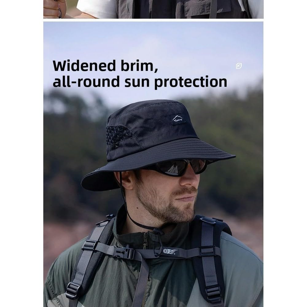 DYRBF Cappello da pescatore traspirante da uomo estivo da viaggio per pesca all'aperto berretto da arrampicata da uomo protezione solare UV cappelli da secchio a prova di sole