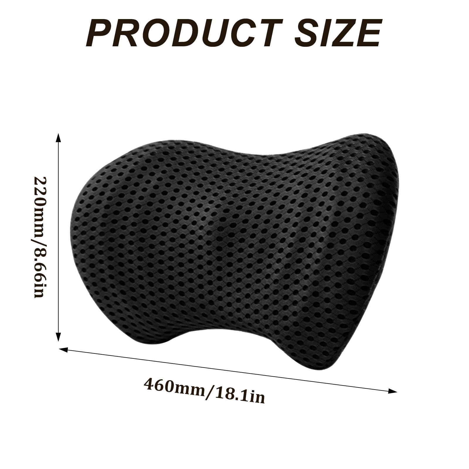 Raxfekro Cuscino lombare per la schiena, cuscino lombare ergonomico in memory foam, schienale imbottito per supporto posteriore, cuscino lombare per sedili auto e sedie da ufficio (Nero)