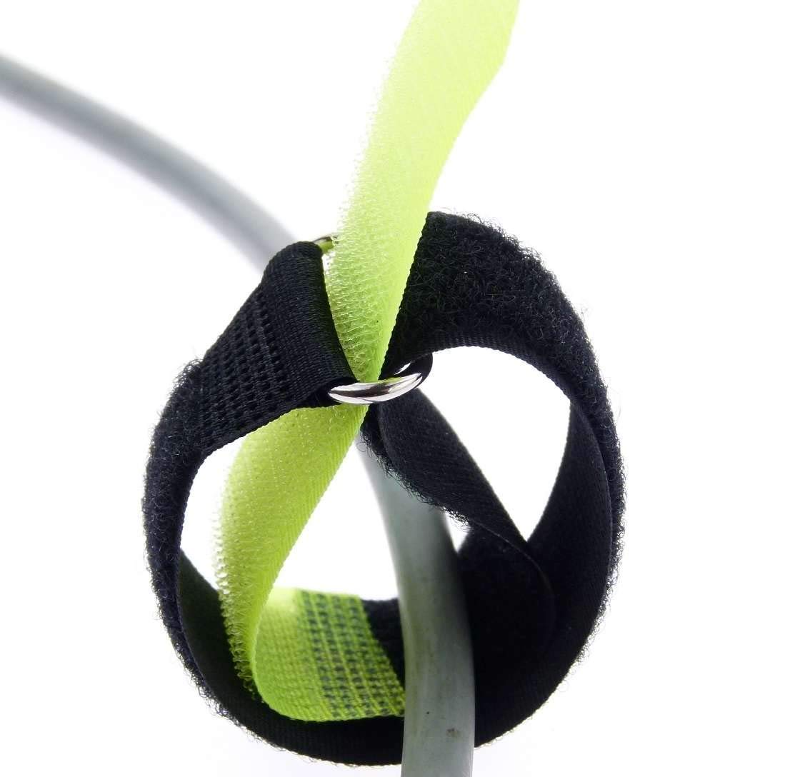 100x 30 cm x 25 mm wiederverschließbare Klett-Kabelbinder NEON GELB mit Metall-Öse - Kabel-Klettband 300 mm wiederverwendbar