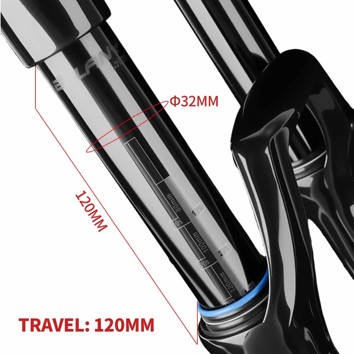 Horquilla de suspensión para Bicicleta de montaña de 27,5/29 Pulgadas, Recorrido de Aire de 120 mm, Freno de Disco Delantero Recto de 1-1/8", Cierre rápido de 9 * 100 mm, Bloqueo m